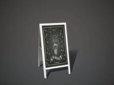 Wooden Banner Low-poly 3D model