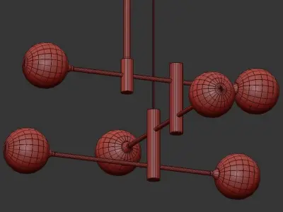 APENERA modern chandelier with brass and balls 3D model