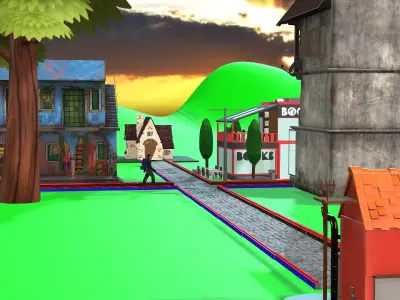 Stylized Ruined City  Game Environment and Sci Fi Icon Pack 3D model