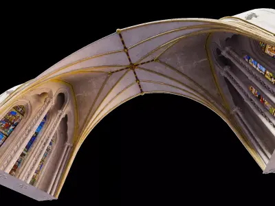 Gothic Nave Decorated Vault Stained Glass 02 - ONLY  Low-poly 3D model