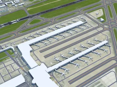 Brussels Airport 12km Low-poly 3D model
