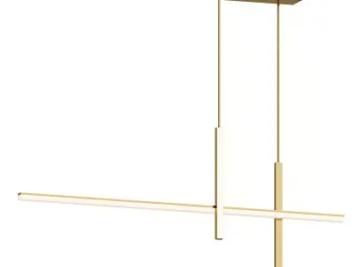 Modern Minimalist Long Line LED Chandelier Low-poly 3D model