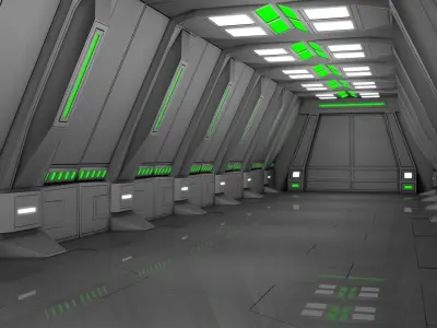 Sci Fi Corridor  3D model 37
