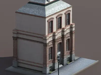 Apartment House Low poly 3d Model Low-poly 3D model