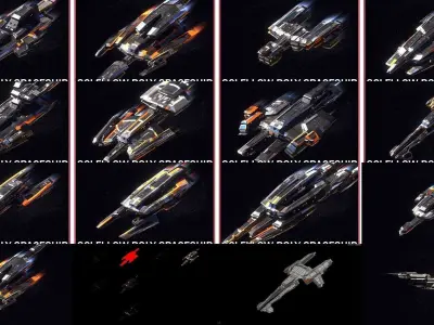 27 Lowpoly Sci-Fi Spaceship Kitbash Bundle Pack Bundle Package