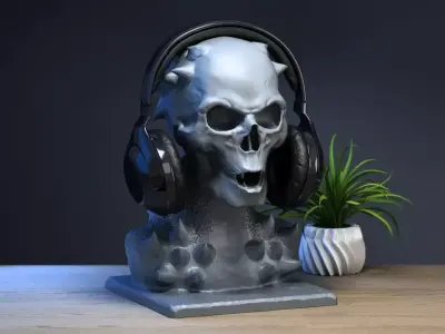 Robot dragon Skull Headphone Stand Cyborg Headset Stand 3D print model