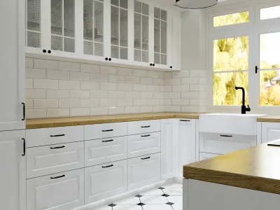 Kitchen white wood modern 3D model