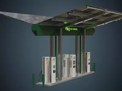 Solar Charging Station 1A Low-poly 3D model