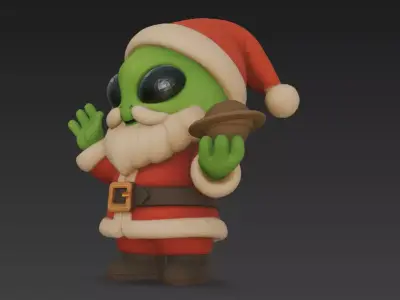 Cute Alien Santa Claus Stylized Christmas Character 3D Model 3D model