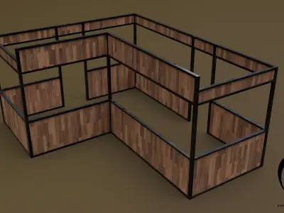 Stall stand 15 4in1 R - 4 PBR Texture 1 Model Low-poly 3D model