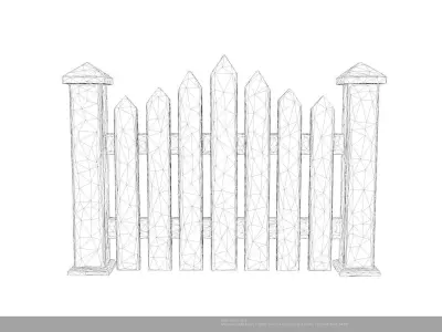 Stylized Wooden Fence - 3D Model - AI Low-poly 3D model