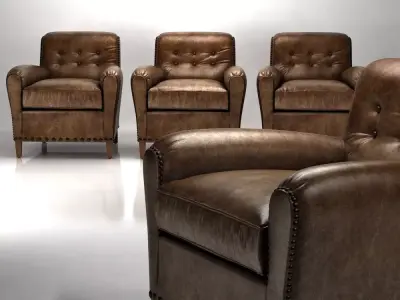Hyde Leather Club Chair 3D model