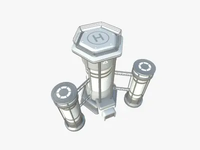 SciFi Facility A02 White Gray - Sci Fi Exterior Design Low-poly 3D model