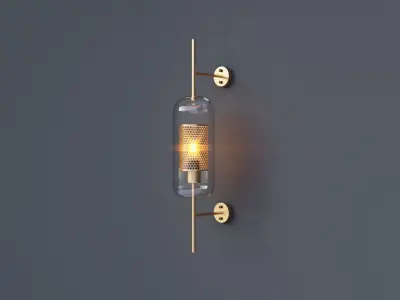 Brass Glass Wall Sconce 3D model