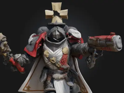 Space Crusader  High-Tech Sci-Fi Warrior 3D Model 3D print model