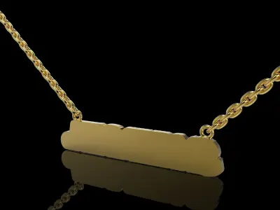 SALIMATA name necklace gold with diamonds 3D print model
