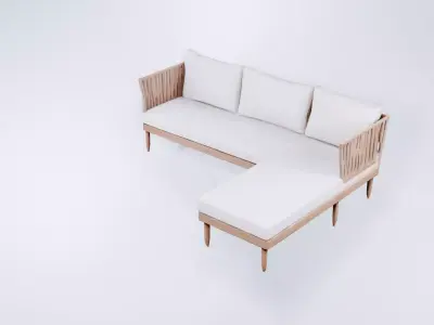 Low Poly Outdoor Terrace Sofa - Modern Garden Lounge Asset 3D model