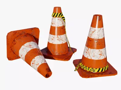 Lowpoly Traffic Cones Low-poly 3D model