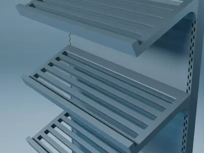 Supermarket Produce Display Stand with Inclined Trays Low-poly 3D model