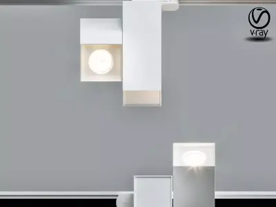 HID TRACK LIGHT HALOGEN LED SQUARE 3D model