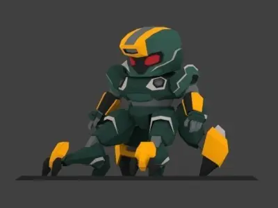 Super Mecha 15 - Ydzurk of Code Name YU88Z Low-poly 3D model