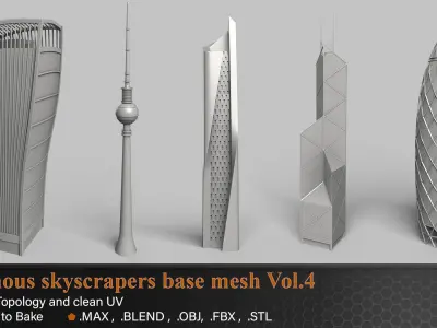 20 Famous Skyscrapers Base Mesh Vol 4 Low-poly 3D model