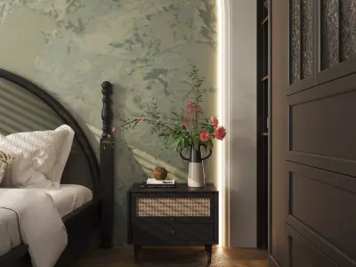 Bedroom interior scenes Low-poly 3D model