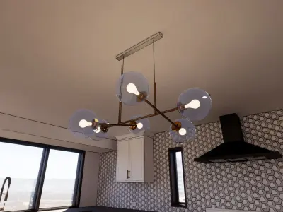 Mid Century Modern 6 Light DNA Chandelier Light Fixture  3D model