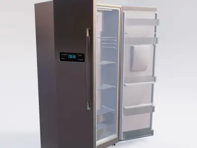 double door fridge home appliance 3D model