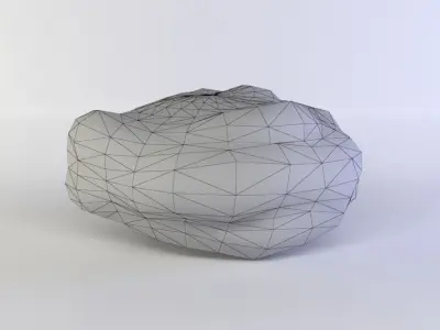 Flat rock small Low-poly 3D model