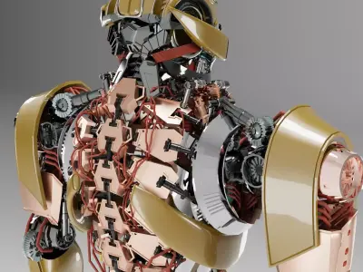 Yellow Cyber Mech Original Sci-Fi Robot Design 3ds Max Corona 3D model