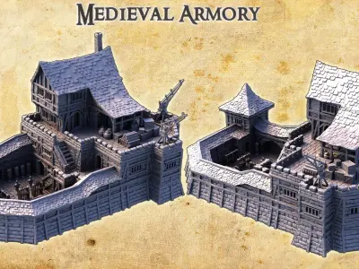 Medieval Armory Tabletop Terrain 28 MM 3D print model