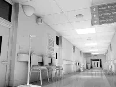 Hospital Hallway 1 White 3D model