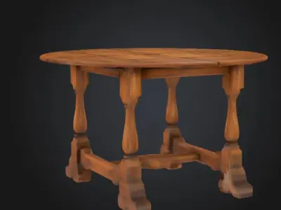 Medieval Wooden Oval Table STL OBJ 3D model
