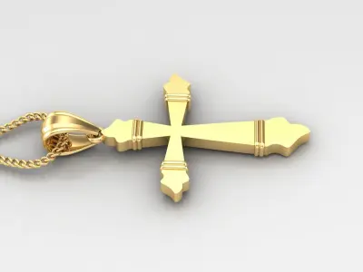Light Gold 18K Cross Pendant 2CP074 3D print model