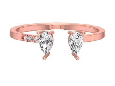 Solitaire Women Light Weight Pear Stone Band Ring 3D print model