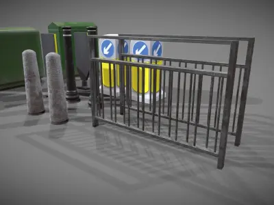 Street furniture Low poly PBR Low-poly 3D model