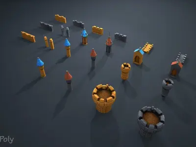 Fantasy Modular Castle Low-poly 3D model