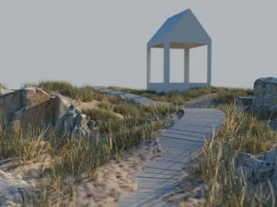Beach scene A 3D model
