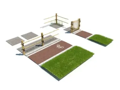 Rustic Wood Fencing Pavement For Bikes 3D model