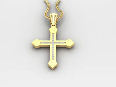 High Cross Pendant Light Gold 18K 4CP057 3D print model