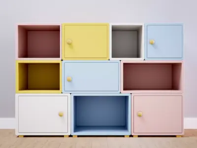Kids Storage Cabinet 3D Model Low-poly 3D model