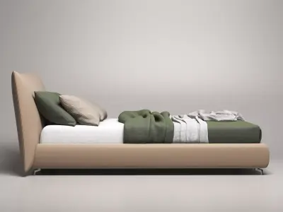 Suite modern bed frame leather 3D model