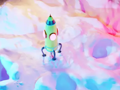 Cartoon Rocket  Low-poly 3D model