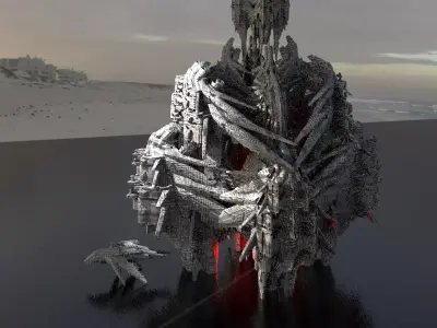 Sci-Fi Insectoid ship Towers Kit bash 1 3D model