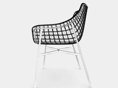 Outdoor summer leather armchair with steel grid 3D model