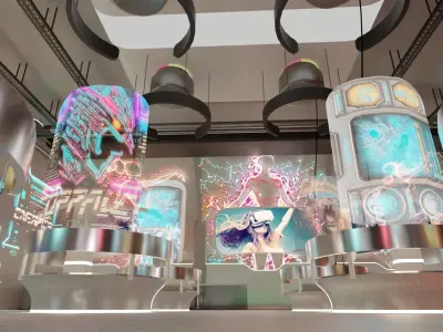 Cyberpunk Arcade Low-poly 3D model