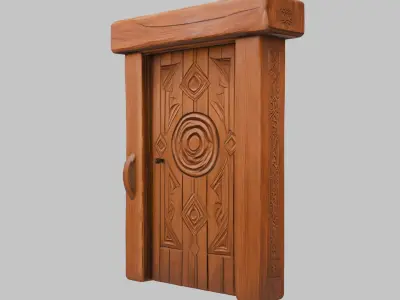 Mystic Wooden Door Low-poly 3D model