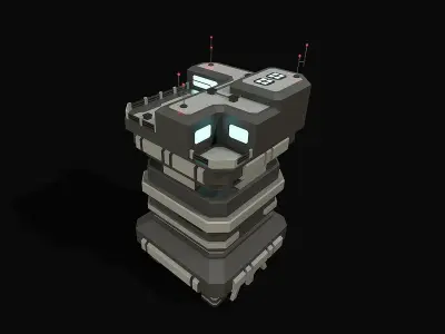 Lowpoly Modular Scifi Building 03 Low-poly 3D model