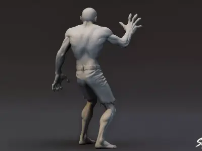 Zombie Statue Reach Pose Low-poly 3D model